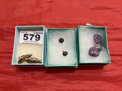 3 X PAIRS OF SILVER EARRINGS