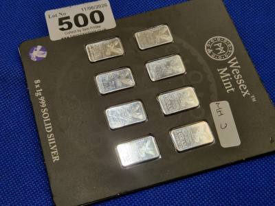 8 X 1G 999 SOLID SILVER