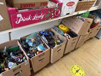 SHELF LOT OF TOYS