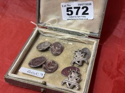 2 X SILVER ROYAL IRISH CUFFLINKS