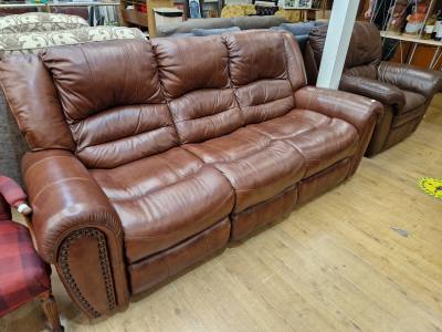 LEATHER COUCH + ODD CHAIR