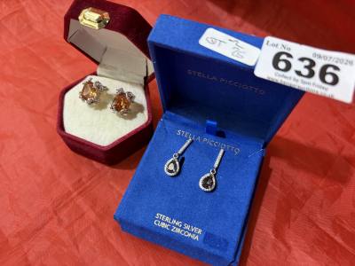 STERLING SILVER + CZ EARRINGS + SILVER CLIP EARRINGS
