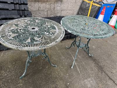 2 METAL GARDEN TABLES