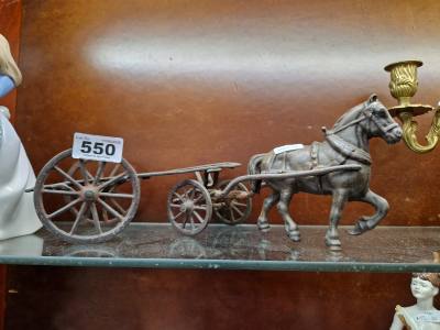 SPELTER HORSE + CARRIAGE 