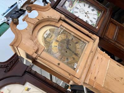 PITCH PINE GRANDFATHER CLOCK