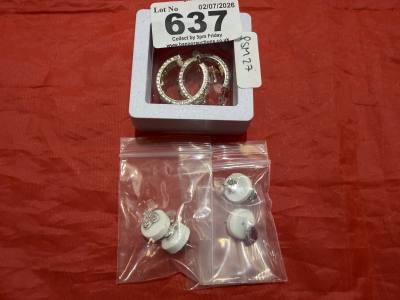 3 X PAIRS OF NEW SILVER EARRINGS