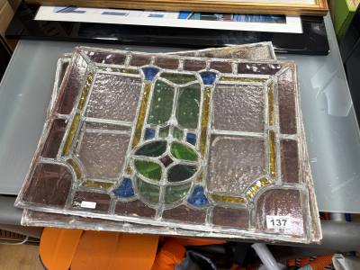 LOT OF STAINED GLASS PANELS