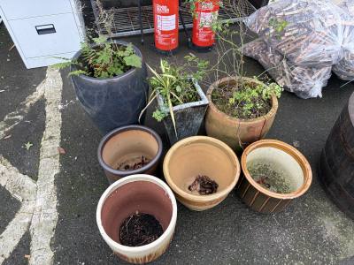 LOT OF GLAZED PLANTERS