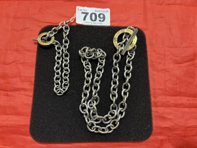 GUCCI STAINLESS STEEL + 18CT GOLD BRACELET + NECKLACE SET