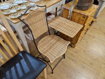 WICKER CHAIR + TABLE