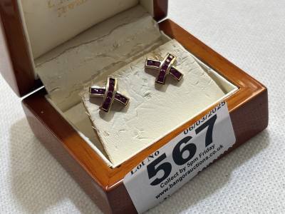 9CT RUBY X BOW EARRINGS