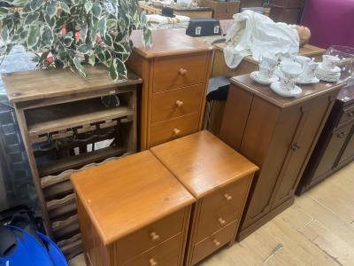 TALL DRAWER CHEST + BEDSIDES