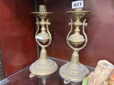 PAIR OF BRASS SHIP NAUTICAL CANDLE HOLDERS