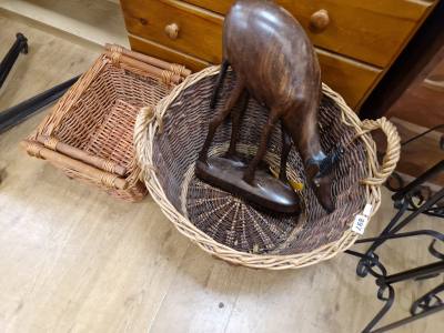 BASKETS + CARVED ANIMAL