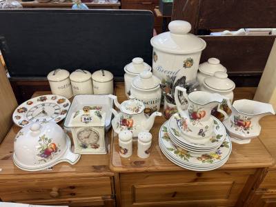LOT OF CERAMIC FRESH FRUIT TABLEWARE + CROCKERY ETC