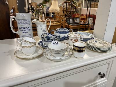 TABLE LOT INCLUDING BLUE + WHITE ETC