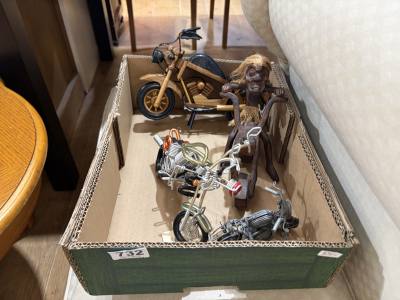 BOX OF MOTORBIKE ORNAMENTS