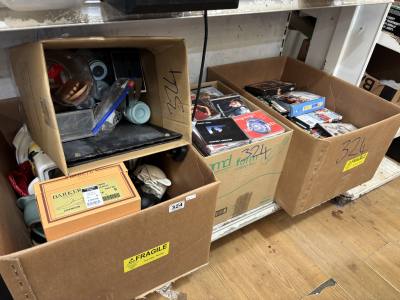 2 BOXES OF DVDS/CDS + 2 BOX LOTS