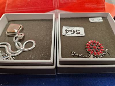 2 SILVER NECKLACES + PENDANTS
