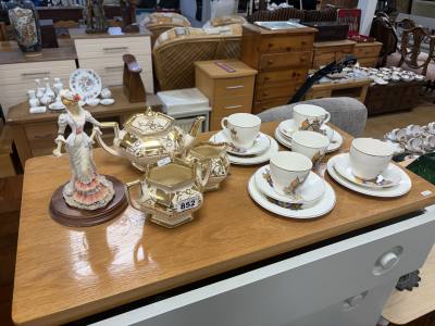 LEONARDO FIGURE + CORONATION TEA SET + ARTHUR WOOD JUGS + POT