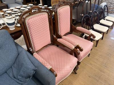 PAIR OF EDWARDIAN FIRESIDE CHAIRS