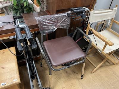 2 X WALKING AIDS + COMMODE SEAT