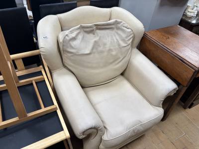 LEATHER FIRESIDE CHAIR