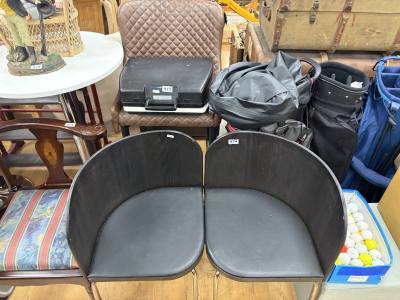 LEATHER STOOL + 2 X CHAIRS