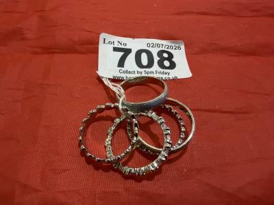 5 X SILVER NEW BANDS