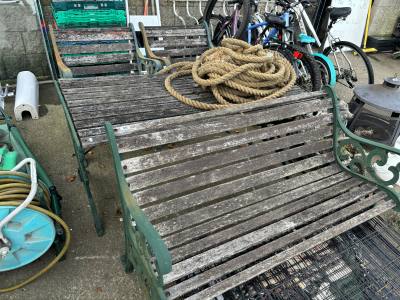 CAST IRON GARDEN TABLE AND BENCH SET