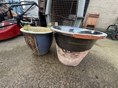 GLAZED PLANTER + TERRACOTTA PLANTER