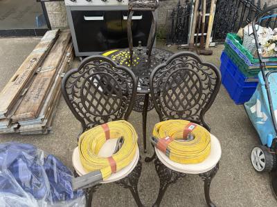 TABLE + 2 X CHAIRS + PLANT STAND 