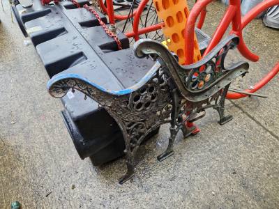 PAIR OF CAST SEAT ENDS
