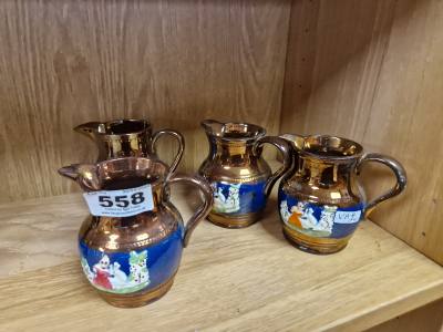 4 LUSTRE JUGS