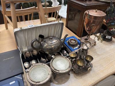 LOT OF SILVER PLATE + SAMOVAR