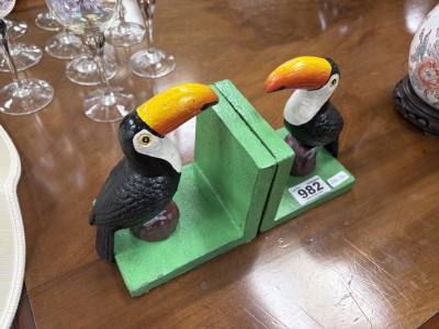 PAIR OF TOUCAN BOOKENDS