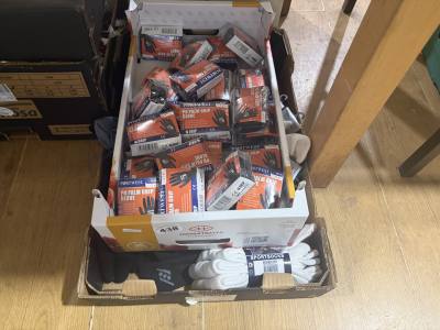 BOX OF NEW GLOVES + SOCKS