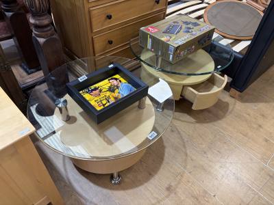 PAIR OF GLASS TOP SIDE TABLES