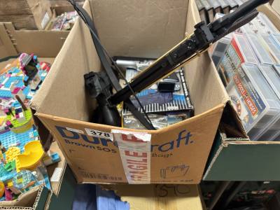 BOX OF BB GUNS + BOLT CROSSBOW 