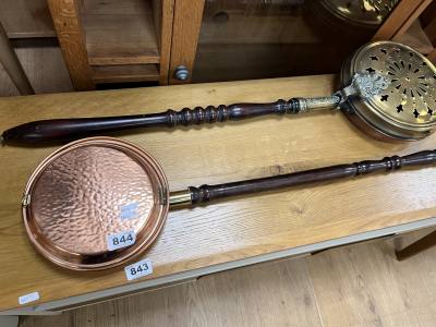 2 X BRASS + COPPER BED PANS