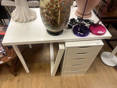 WHITE DESK, DRAWER + MIRROR