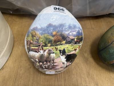 FARMYARD HAND PAINTED STONE DOORSTOP