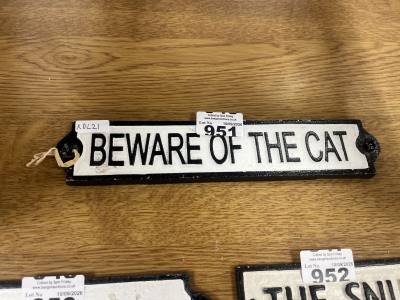 BEWARE OF THE CAT SIGN