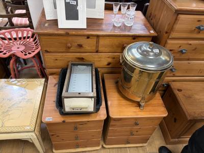 PINE DRAWER CHEST + BEDSIDES