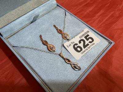 9CT PENDANT + EARRINGS