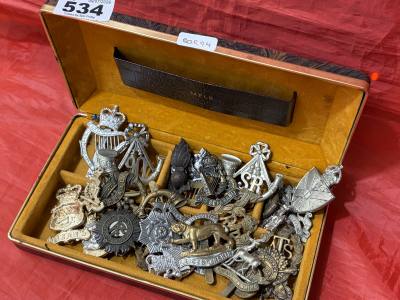 BOX OF MILITARY BADGES