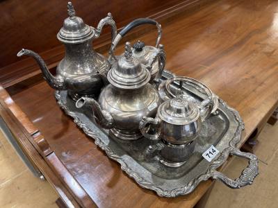 SILVER PLATE TEA & COFFEE SERVING SET 