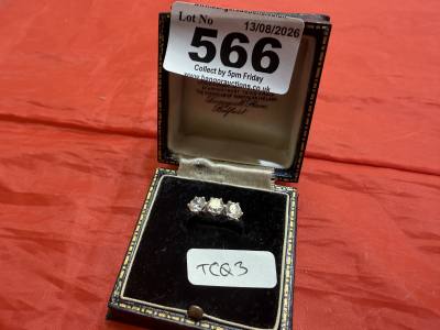9CT CZ TRILOGY RING (SIZE M)