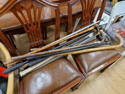 SILVER RIM WALKING STICK + OTHERS