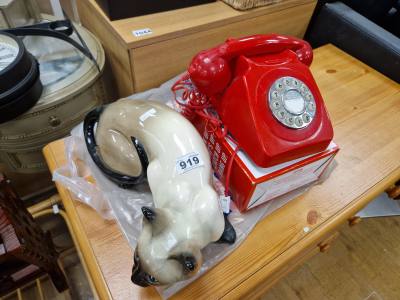 CAT ORNAMENT + 2 X TELEPHONES